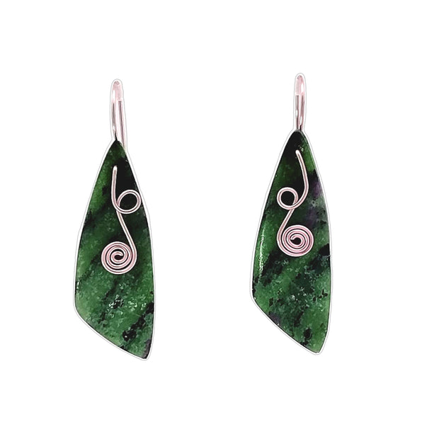 Ruby in Zoisite Wedge Earrings