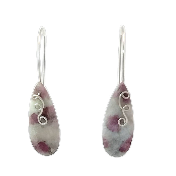 Lepidolite and Pink Tourmaline Drop Earringss