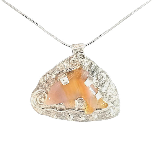 FS Frolicking Agate Dolphin Pendant