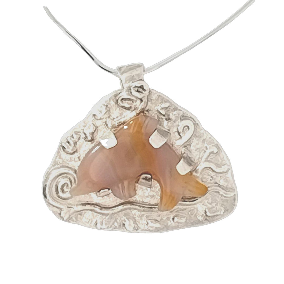 FS Frolicking Agate Dolphin Pendant