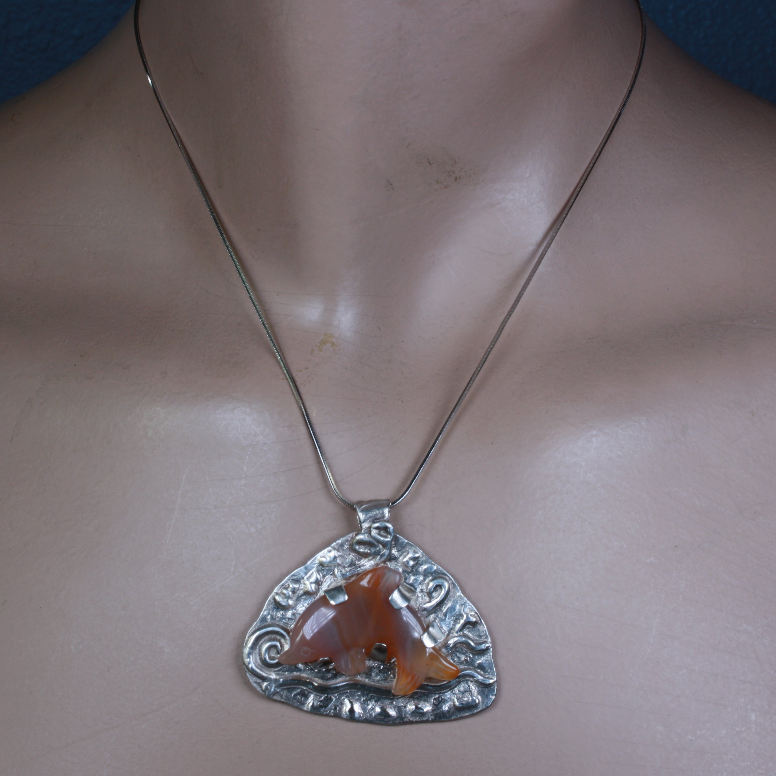 FS Frolicking Agate Dolphin Pendant
