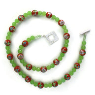 Spring Sunset Orange Light Green Chrysoprase Necklace