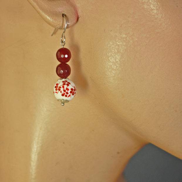 Floral Passion - Red Chrysoprase Earrings
