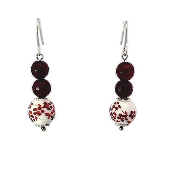 Floral Passion - Red Chrysoprase Earrings