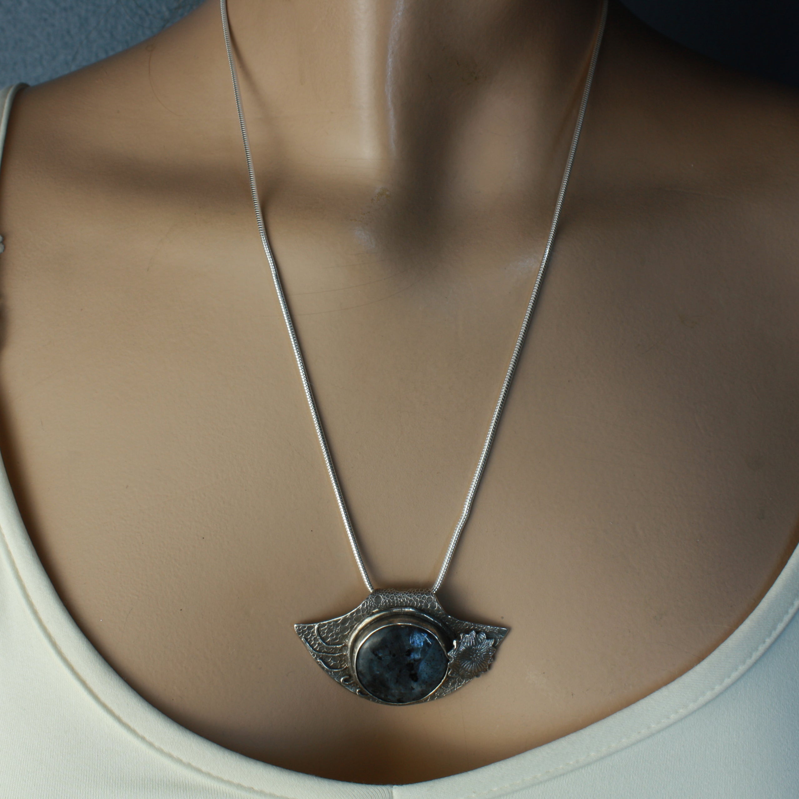 FS Labradorite in Gabbro A Total Eclipse Pendant