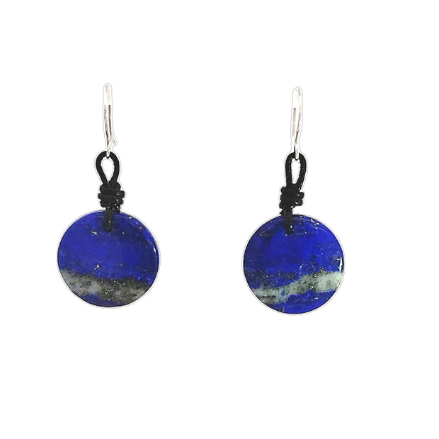 Lapis Disk Drop Earrings