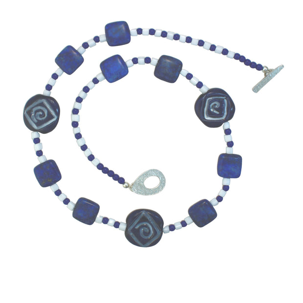 Kazuri Spiral and Diamond Necklace