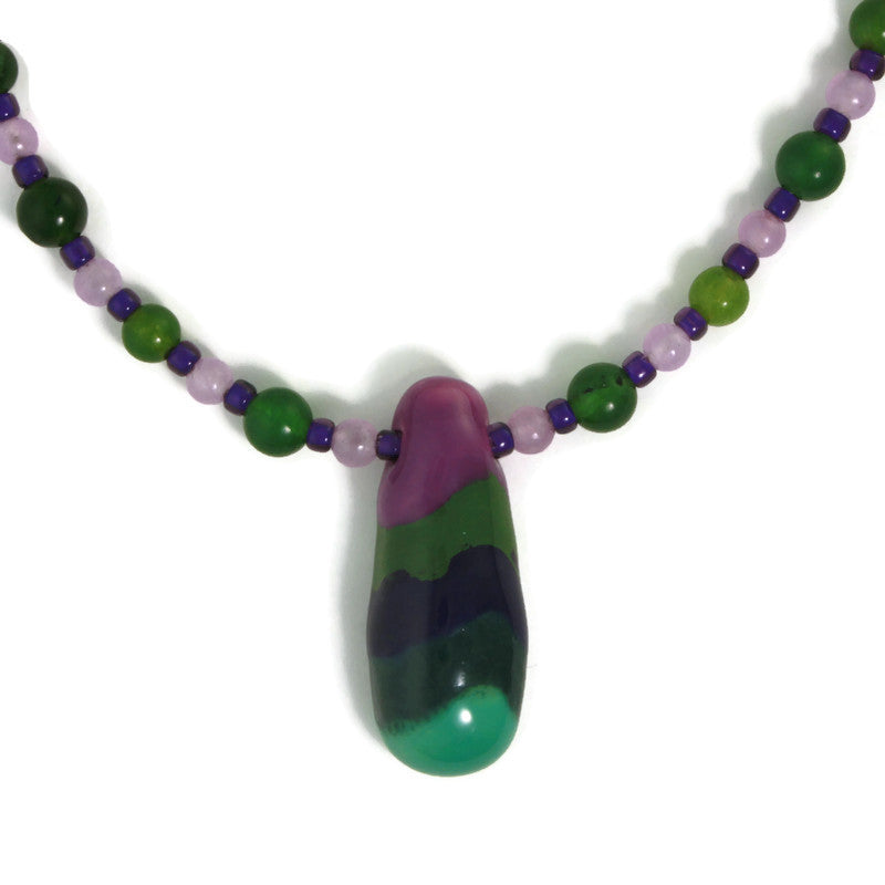 Kazuri Purple Drop Necklace
