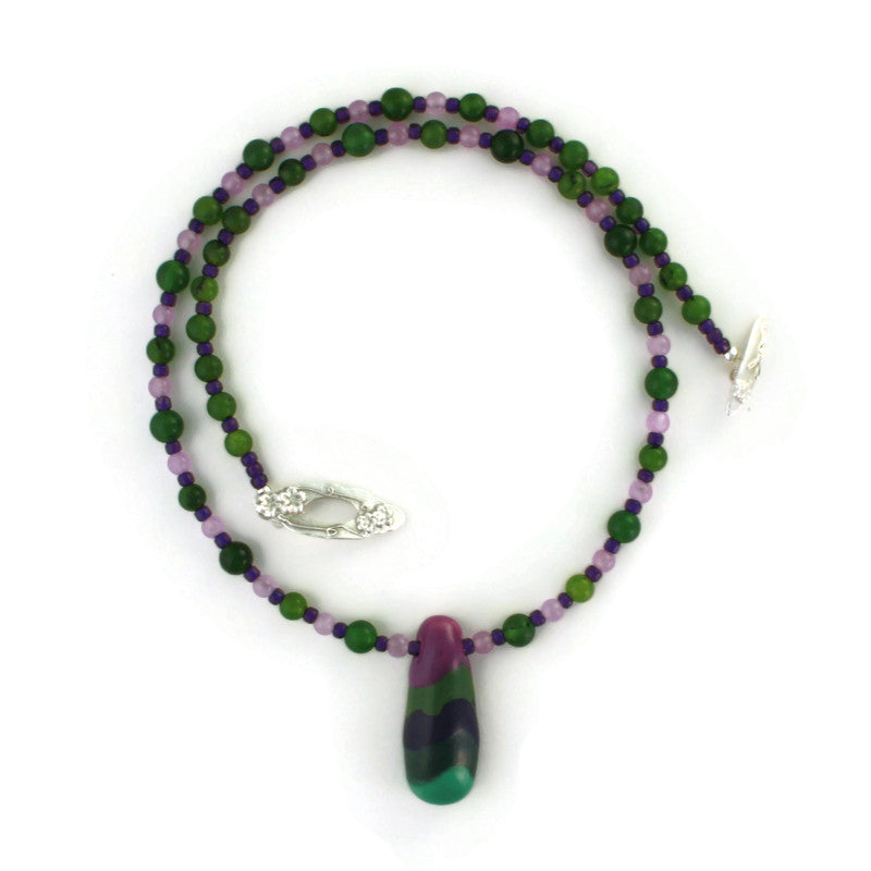 Kazuri Purple Drop Necklace