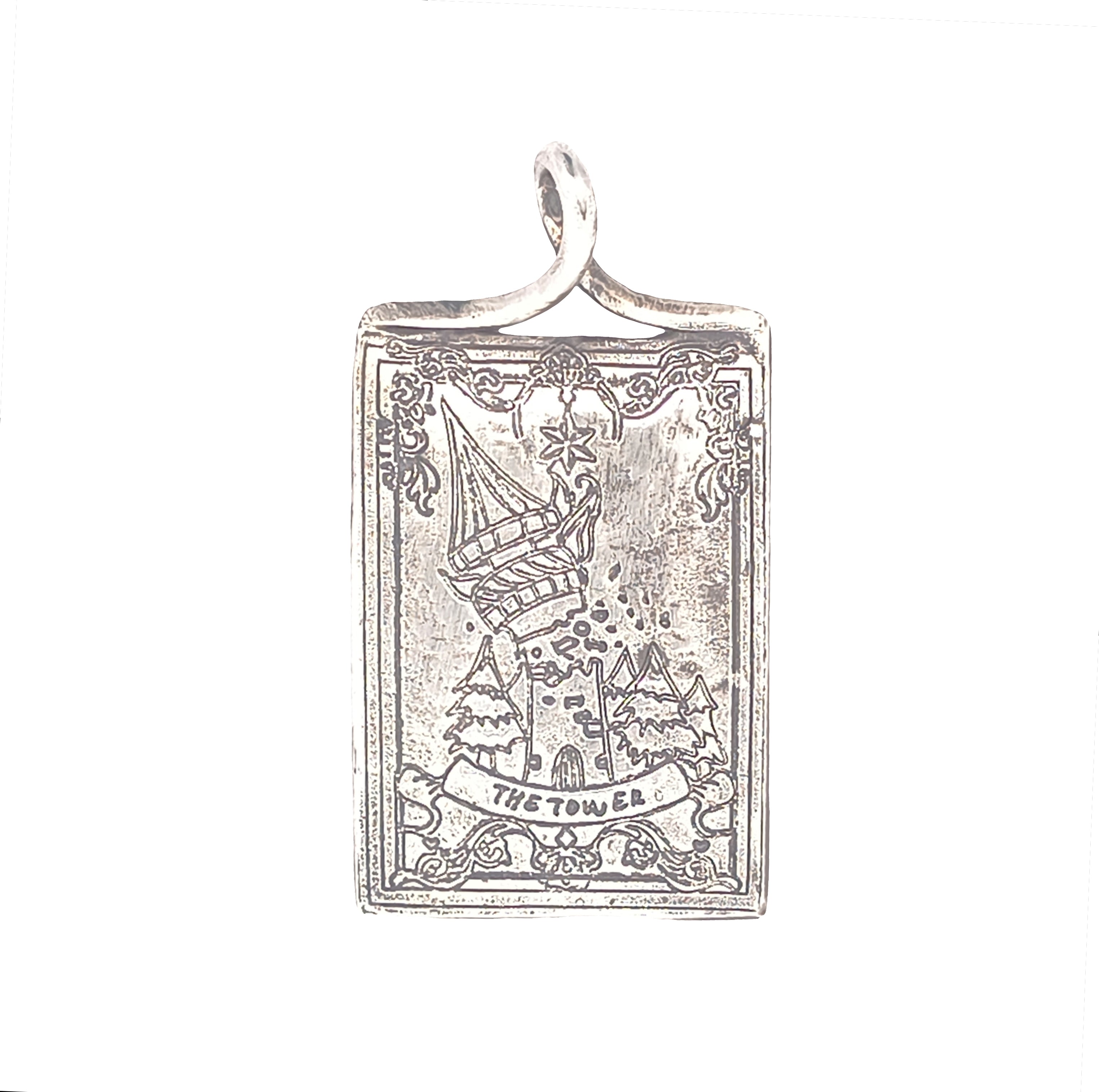 FS Tarot Card 16 The Tower Pendant (Made to order)