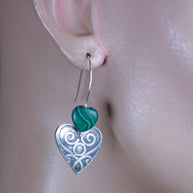 FS Heart Swirl and Malachite Heart Earrings