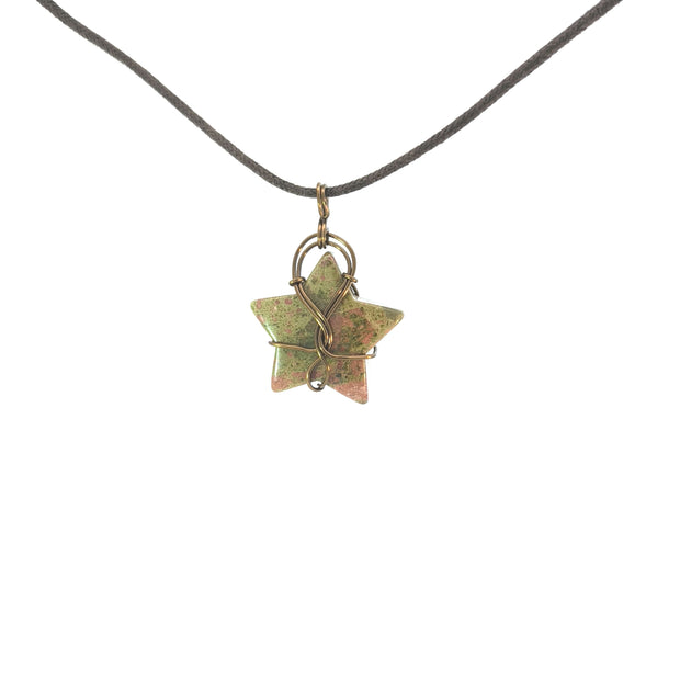 Unakite Star Reversable Wirework Pendant 2