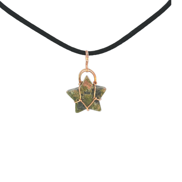 Unakite Star Reversable Wirework Pendant 1