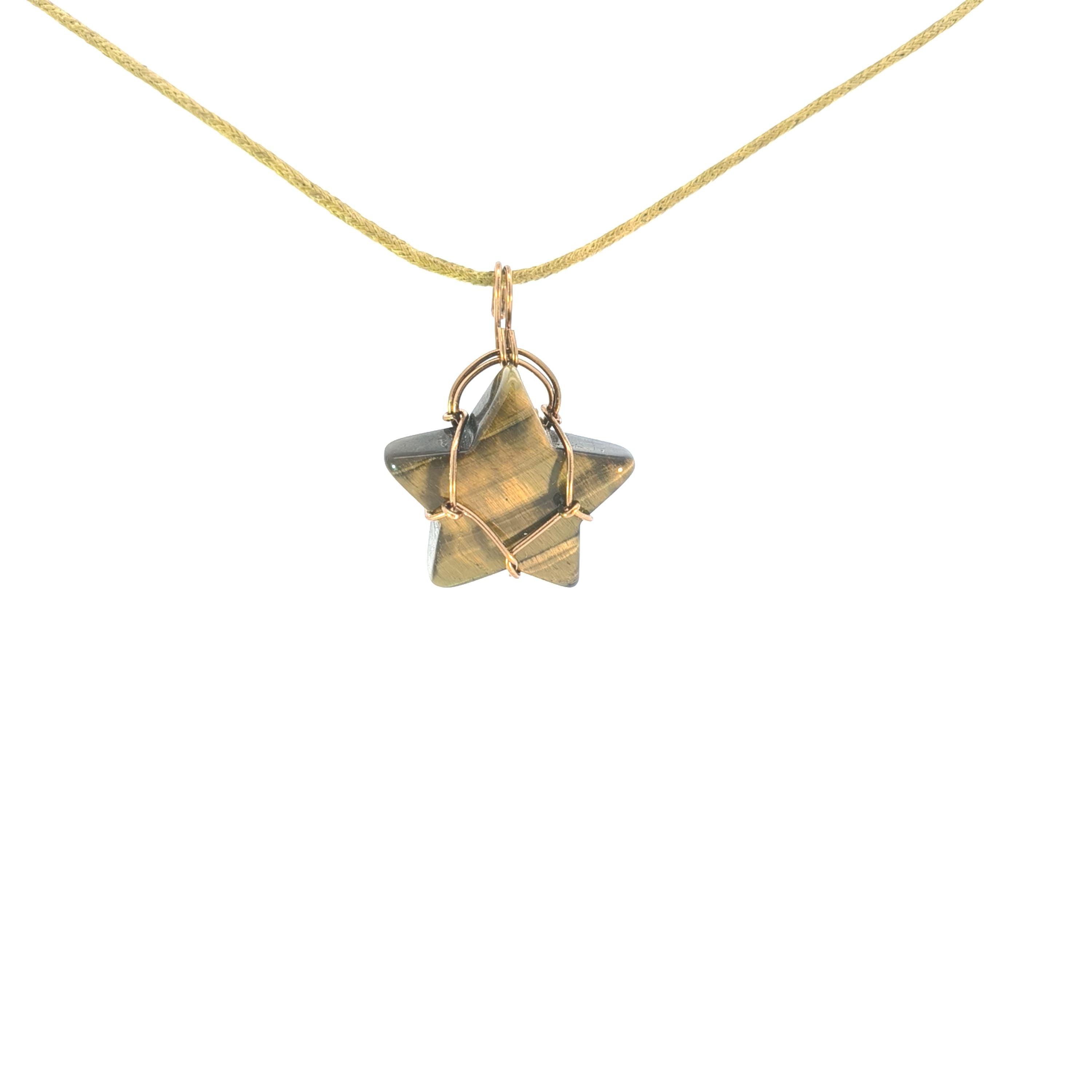 Tiger Eye Star Reversable Wirework Pendant