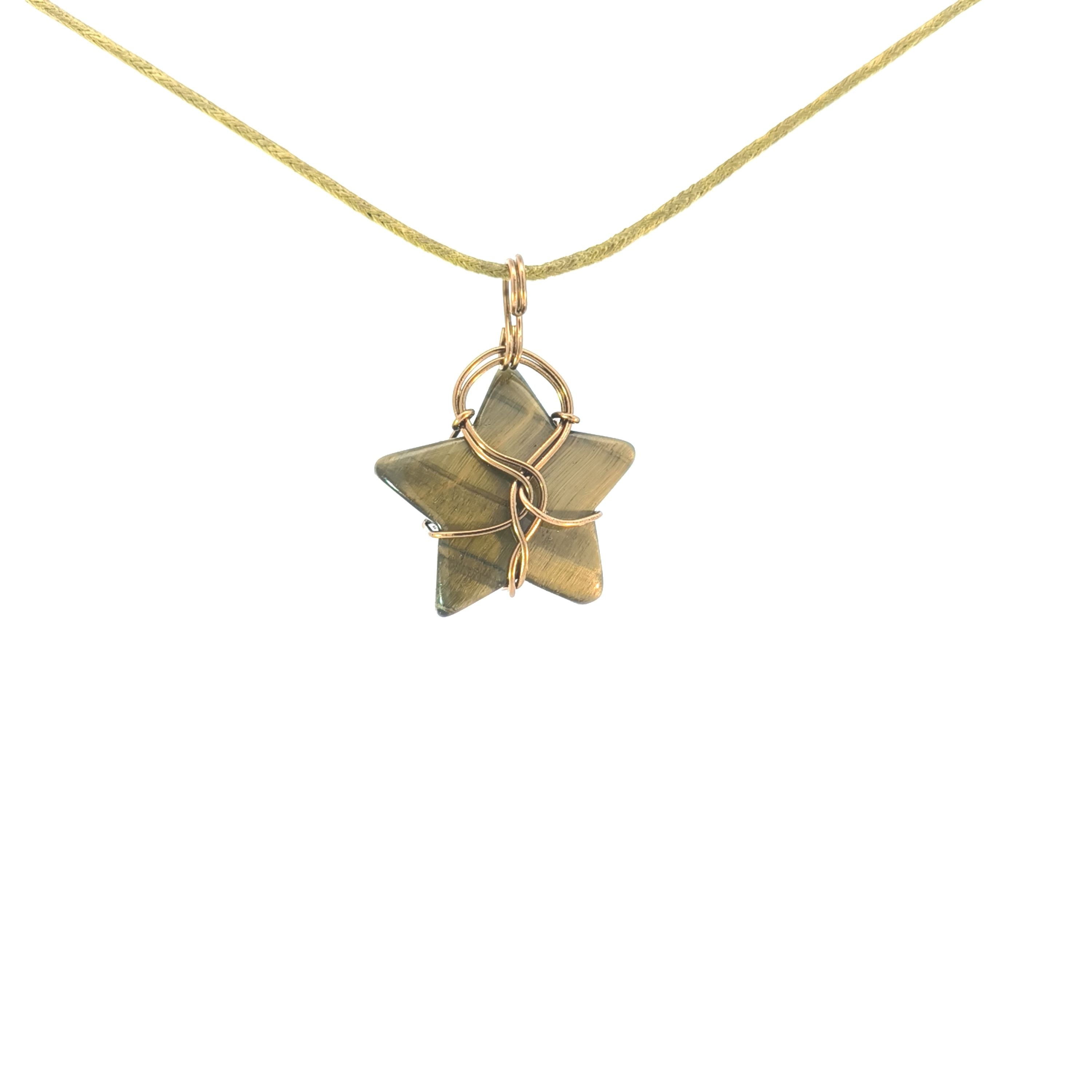 Tiger Eye Star Reversable Wirework Pendant