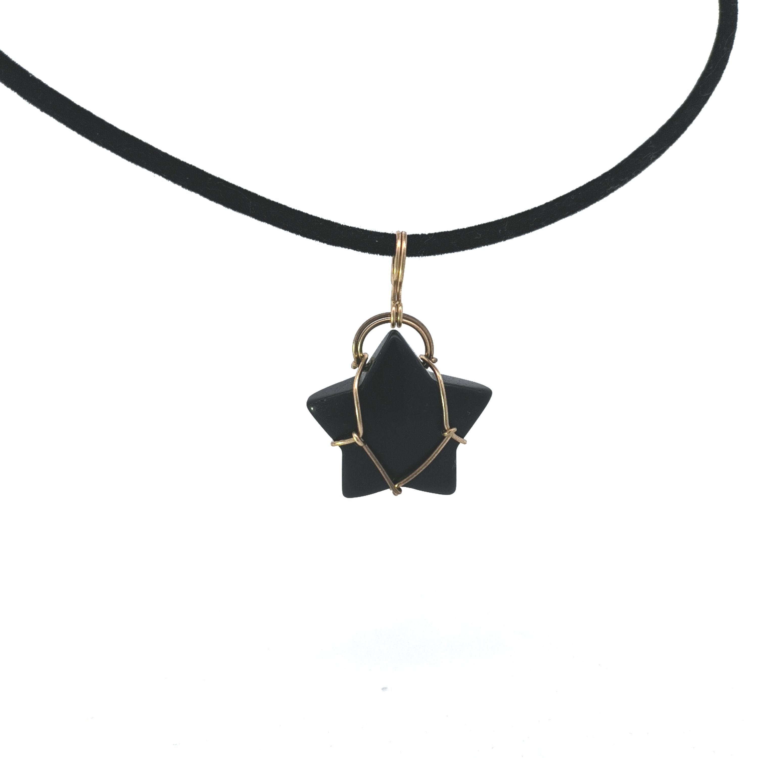 Black Agate Star Reversable Wirework Pendant