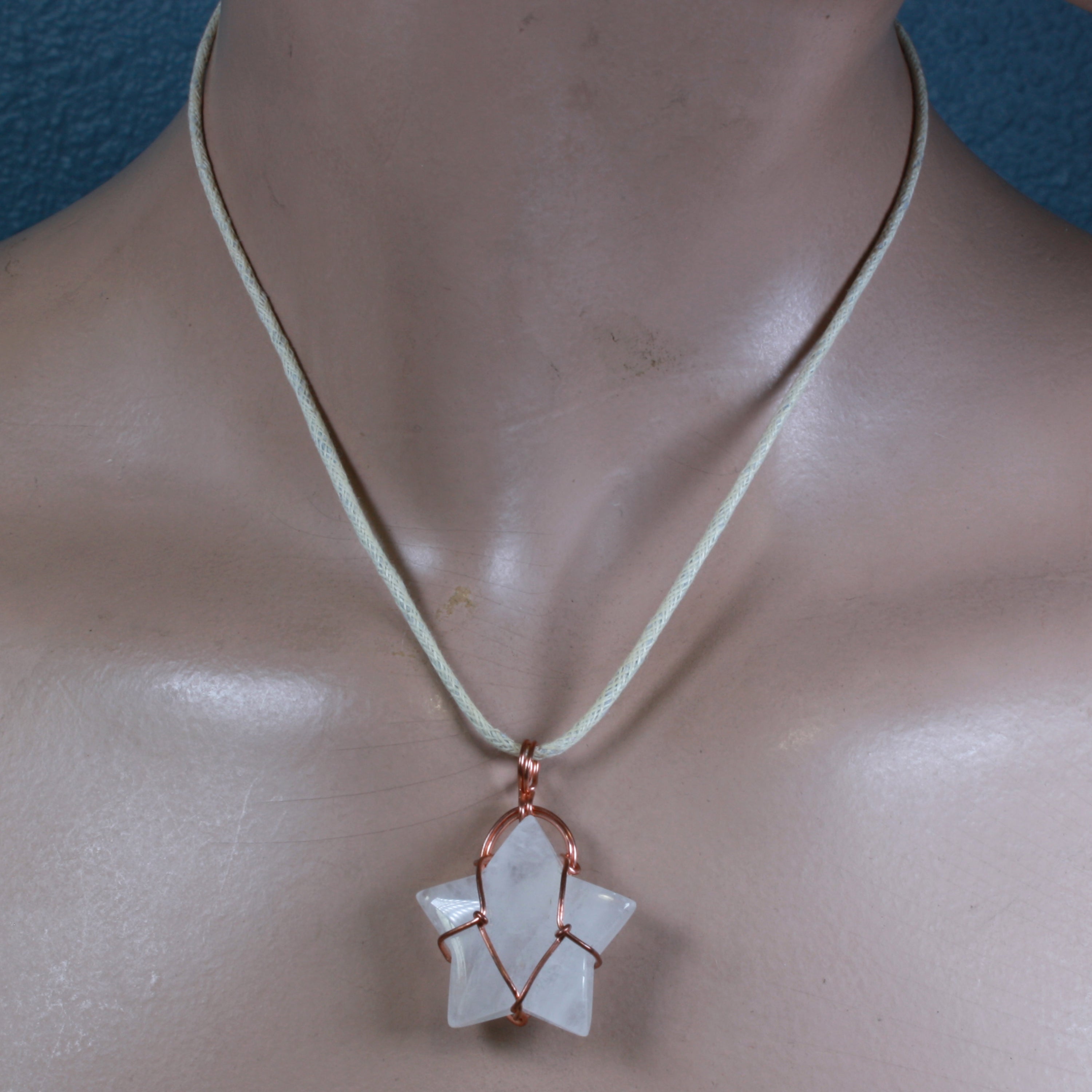 White Agate Star Reversable Wirework Pendant