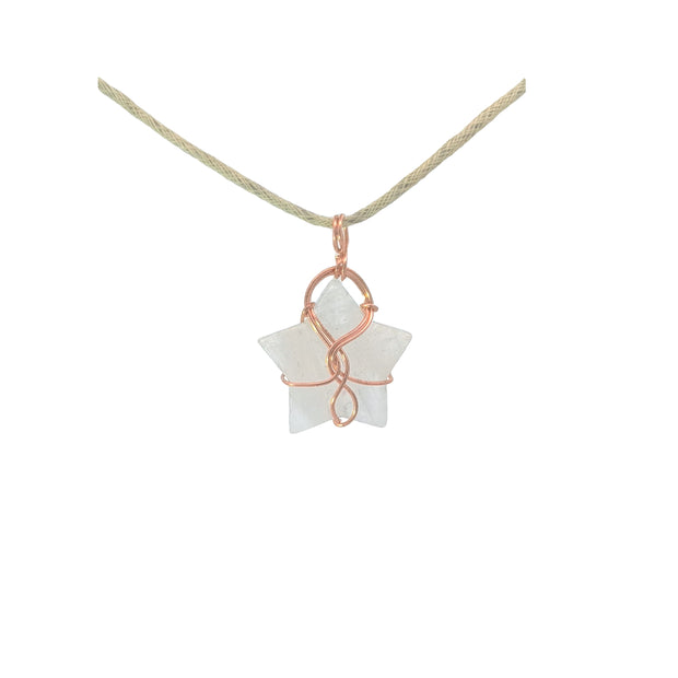 White Agate Star Reversable Wirework Pendant
