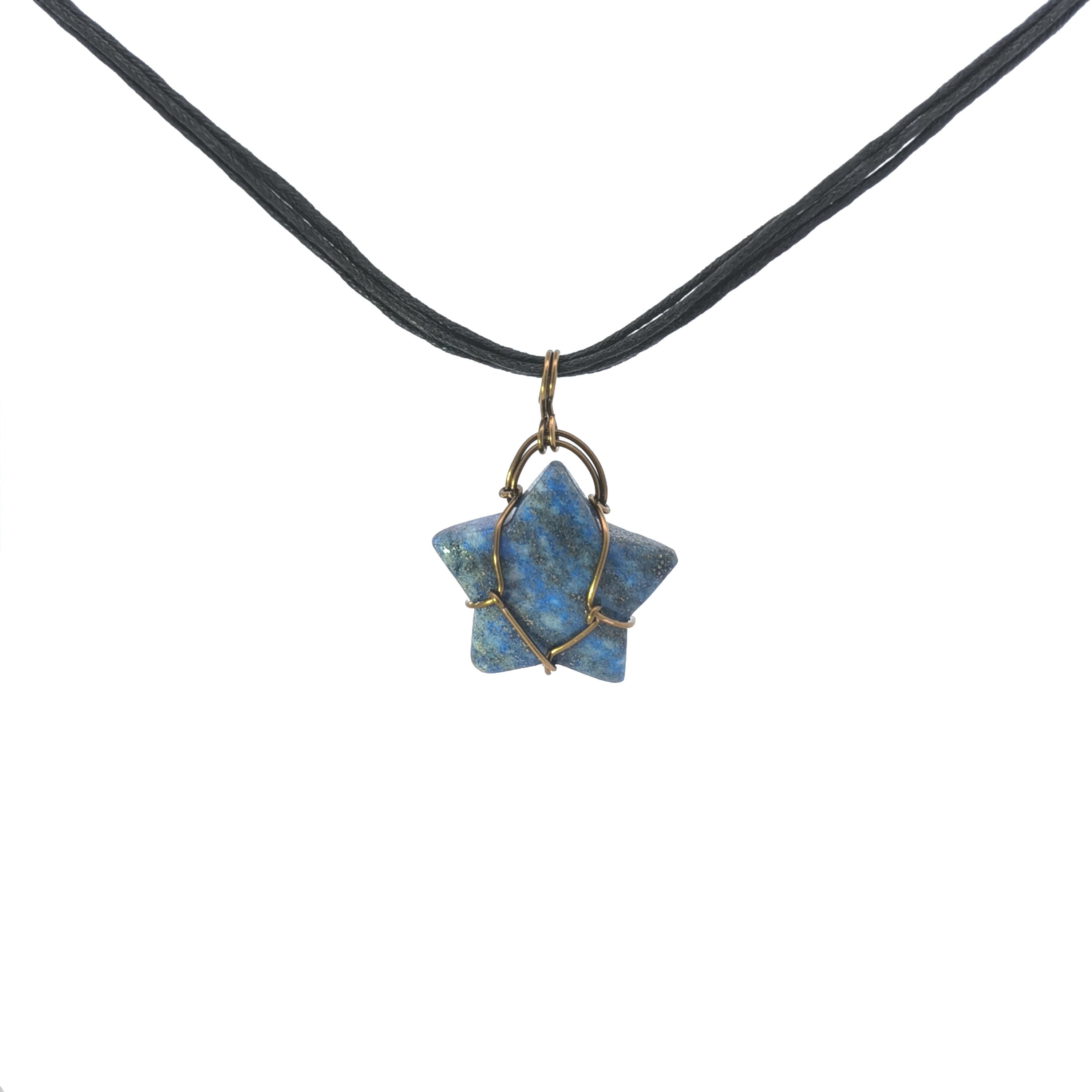 Lapis Lazuli Star Reversable Wirework Pendant