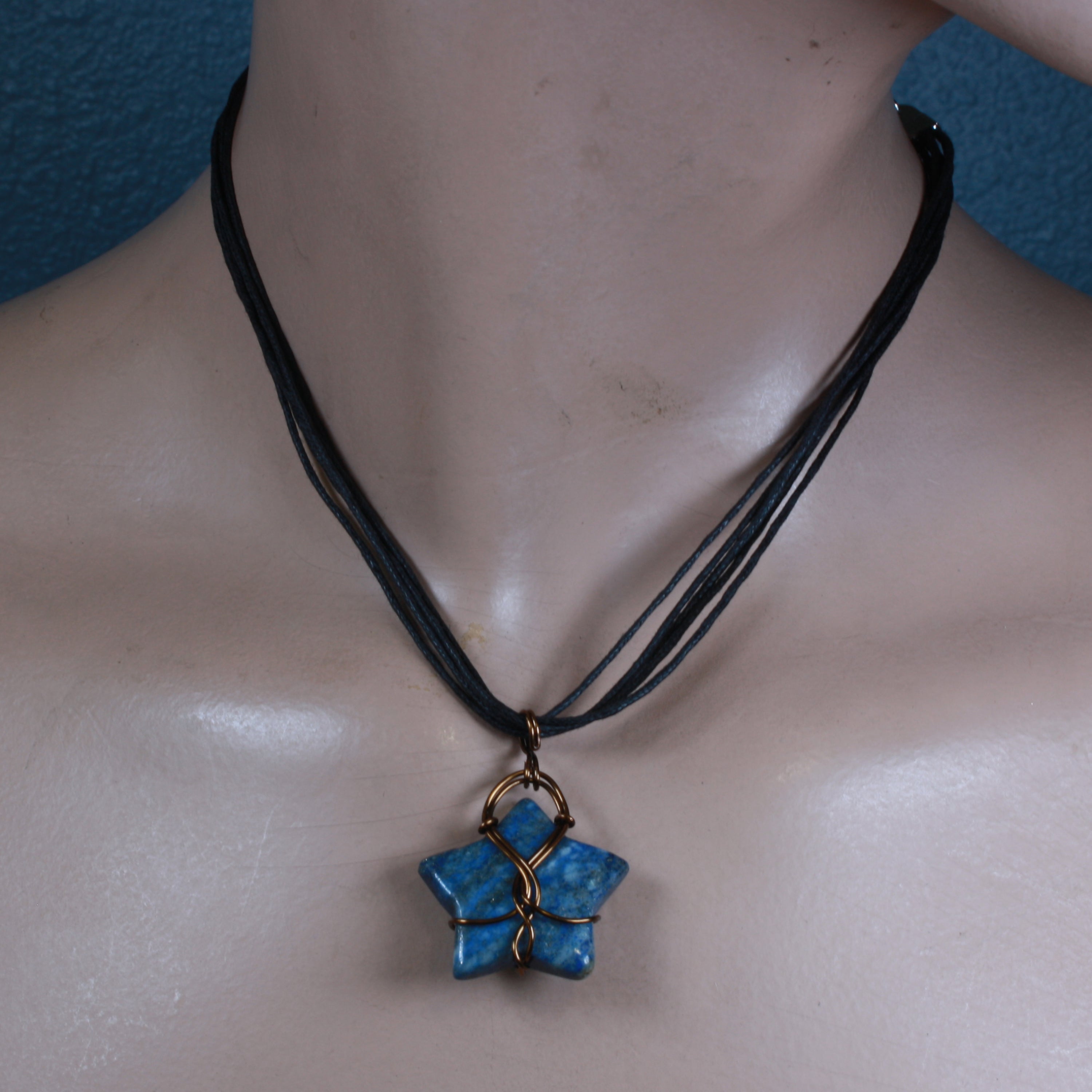 Lapis Lazuli Star Reversable Wirework Pendant