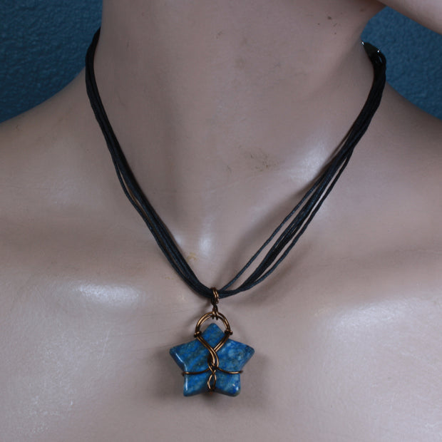 Lapis Lazuli Star Reversable Wirework Pendant