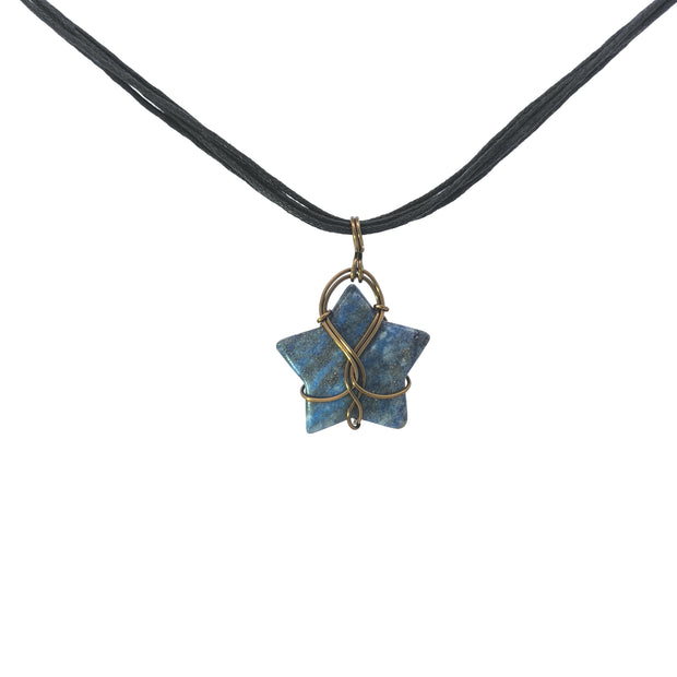 Lapis Lazuli Star Reversable Wirework Pendant