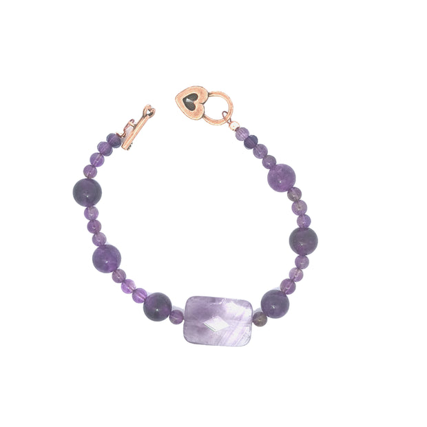 Faceted Amethyst Rectangle Bracelet (6.75 inches)