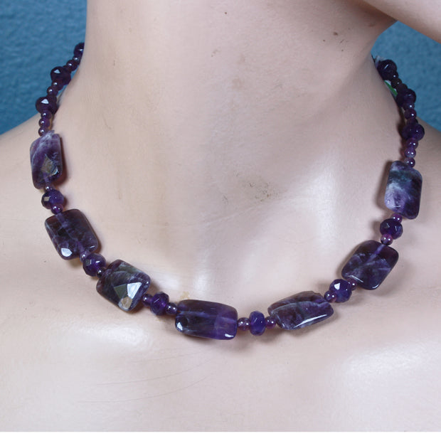 Faceted Amethyst Rectangle Necklace