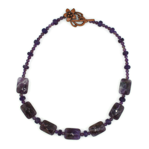 Faceted Amethyst Rectangle Necklace