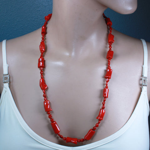 Coral Chunk Nugget Necklace