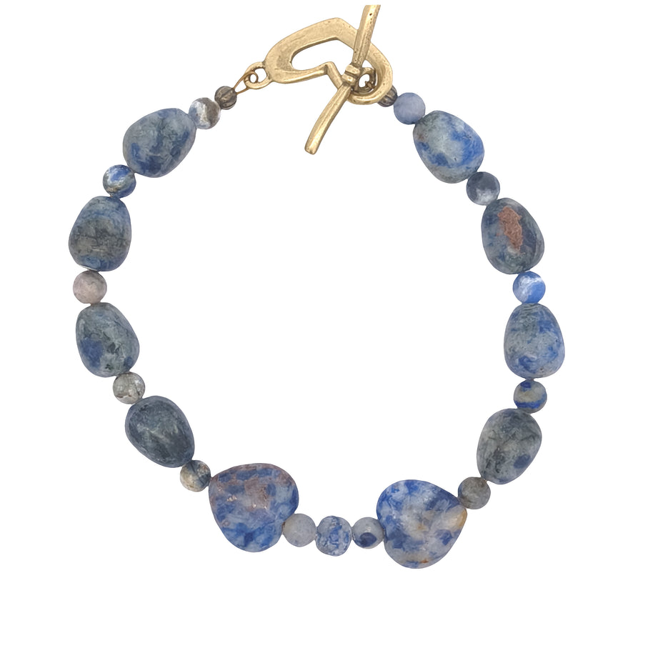 Two Sodalite Hearts Bracelet (7.25 inches)