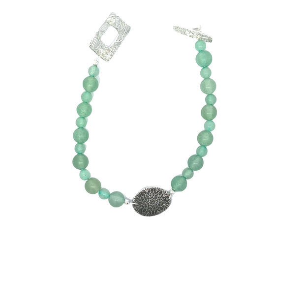 Chrysoprase Bracelet With Mandella Medallion (6.75 inches)