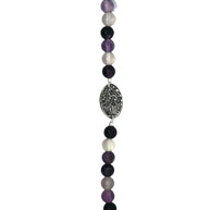 Rainbow Fluorite Bracelet With Silver Flower Bunch Medallion (7.25 inches)