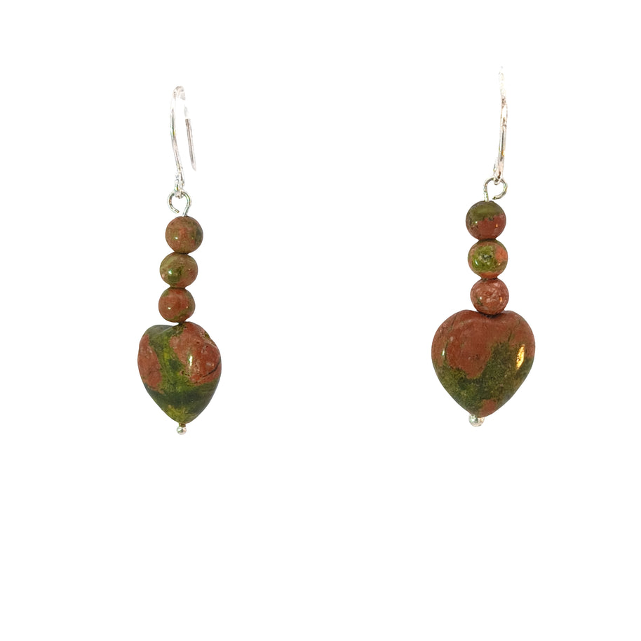 Unakite Hearts Earrings 1