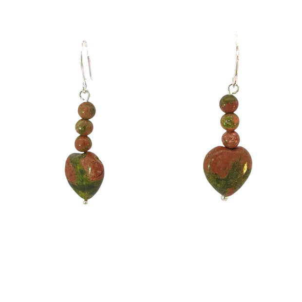Unakite Hearts Earrings 1