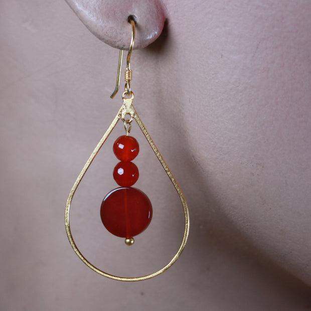 Carnelian Disc Earrings