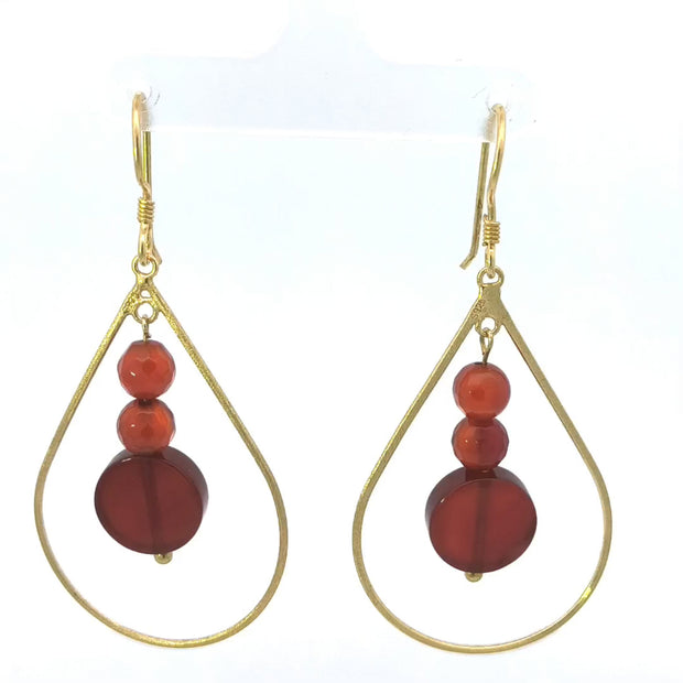 Carnelian Disc Earrings