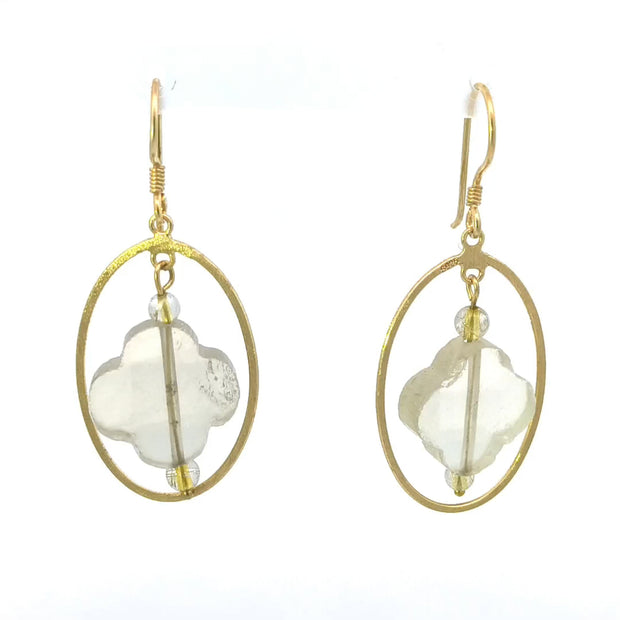 Lemon Quartz Flower Earrings