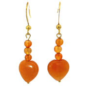 Orange Aventurine Hearts Earrings