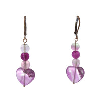Purple Fluorite Hearts Earrings