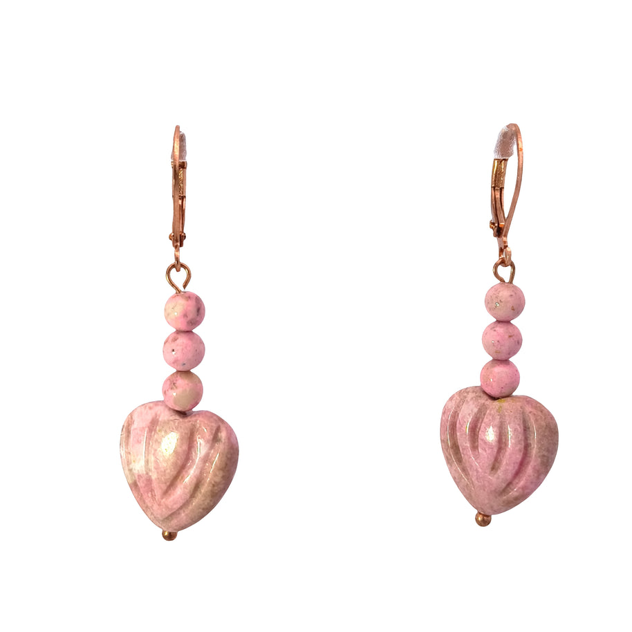 Rhodochrosite Hearts Earrings
