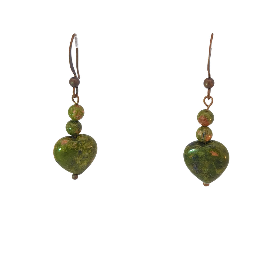 Unakite Hearts Earrings 4