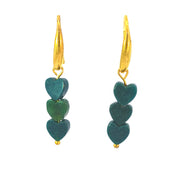 Green Chrysocolla Small Hearts Earrings
