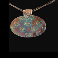 FS Lotus Pendant With a Peacock Patina on Antique Copper chain