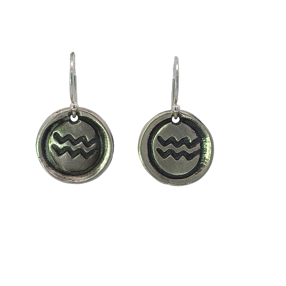 FS Zodiac Symbol Drop Earrings Aquarius (Made to order)