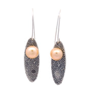 FS Floral Drop Earrings with Cream Colored Pearl