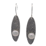 FS Floral Drop Earrings with White Pearl