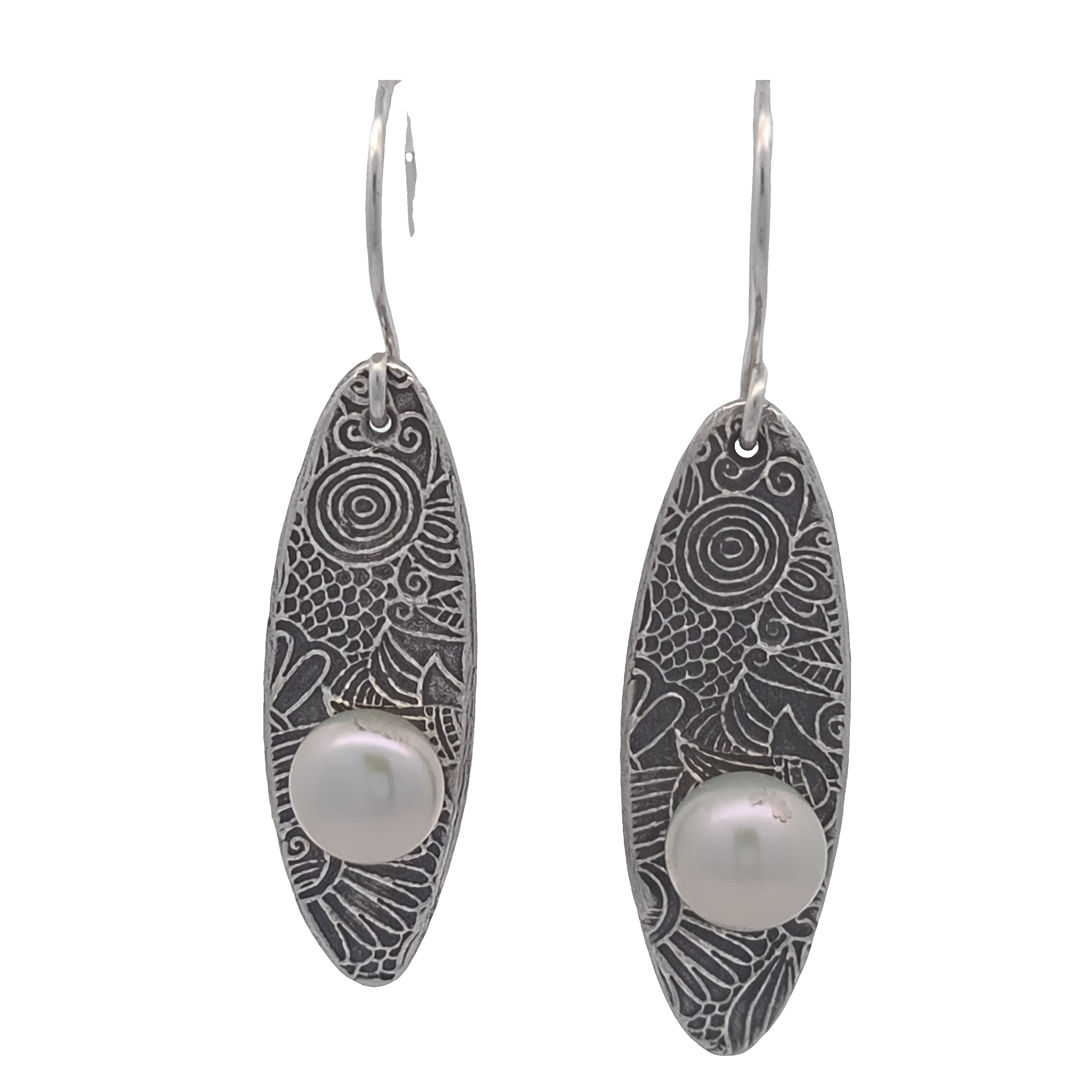 FS Floral Drop Earrings with White Pearl