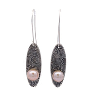 FS Floral Drop Earrings with Off-White Pearl