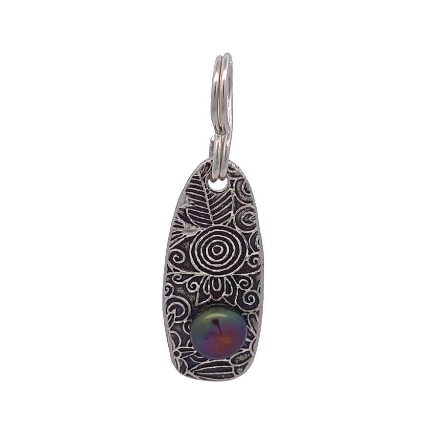 FS Floral Drop Pendant with Small Purple-Blue Pearl